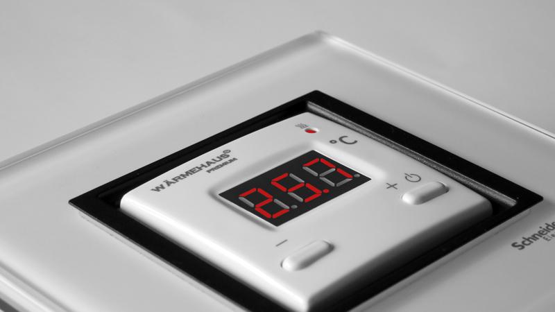 Терморегулятор WARMEHAUS DIGITAL WH900 + рамка  Schneider UNICA TOP стекло